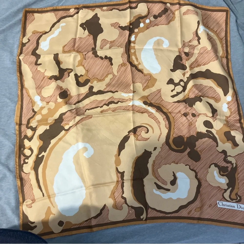 RARE Christian Dior VINTAGE Pure Silk Abstract Scarf